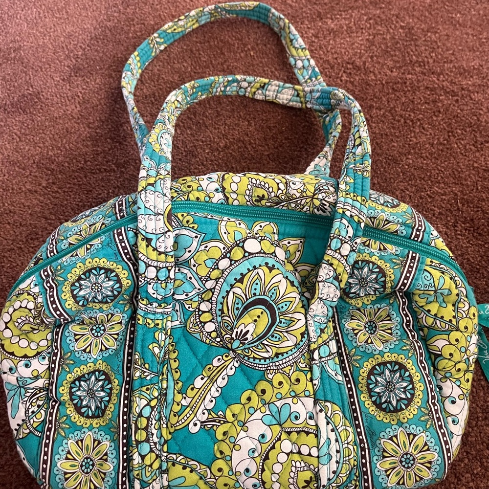 Vera Bradley Stylish Teal and Yellow Patterned Women's Bag